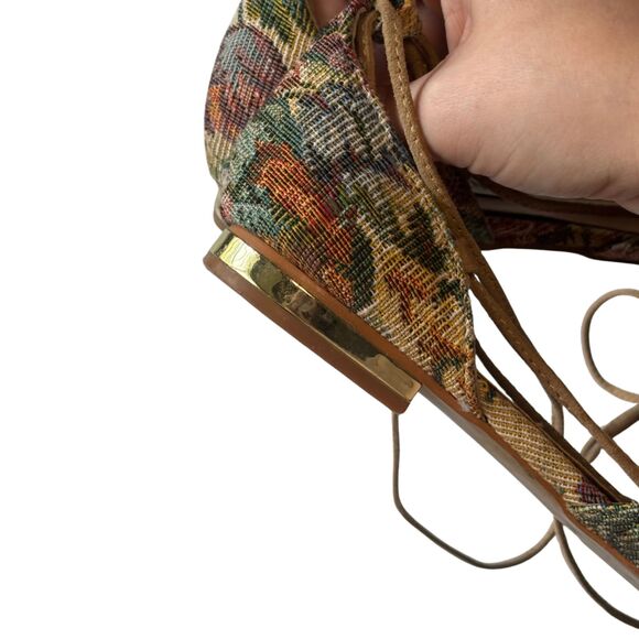 Steve Madden Floral Lace-Up Walkie Flats | Vintage Tapestry Ballet Shoes - Picture 9 of 12